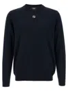 Fendi Ff Logo Wool Crewneck Sweater In Blue