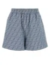 Fendi Embroidered Chambray Shorts With All-over Pattern