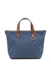 Fendi Denim Effect Ff Jacquard Small Shopping Bag In Blue