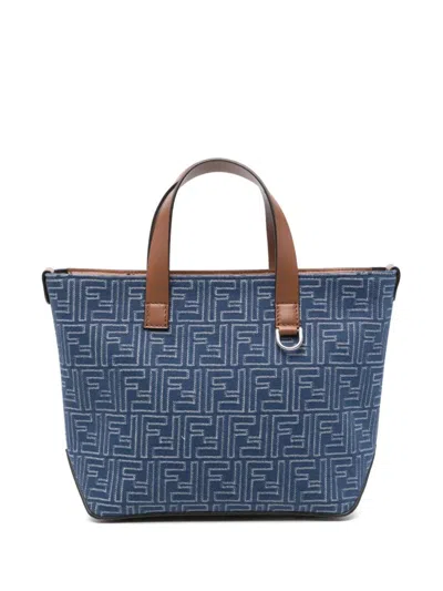 FENDI BLUE FF SMALL TOTE