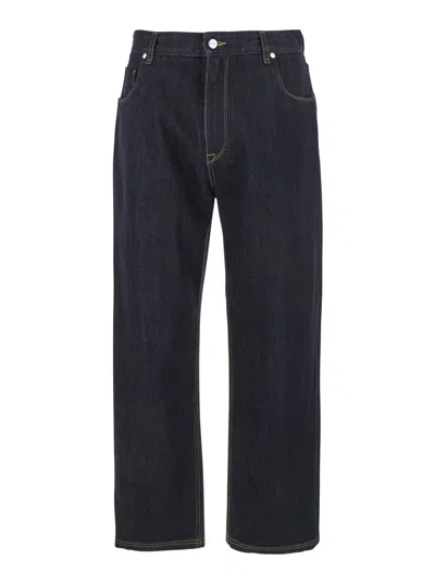 FENDI FENDI MEN BLUE FIVE POCKET JEANS WITH FENDI CLUB PATCH ON THE BACK IN DENIM MAN