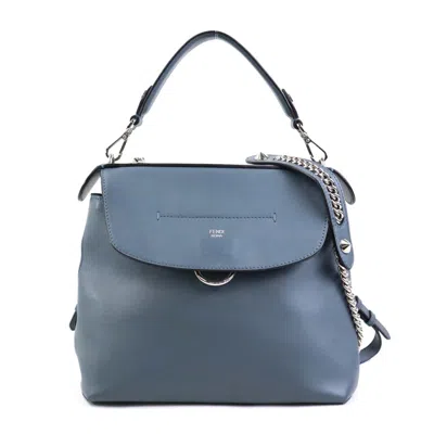 Pre-owned Fendi Blue Gray Leather Handbag Shoulder Bag () In Blue, Gray
