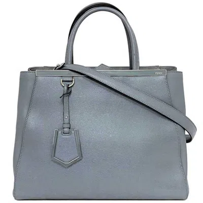 Pre-owned Fendi Blue Gray Leather Tote Bag () In Blue, Gray