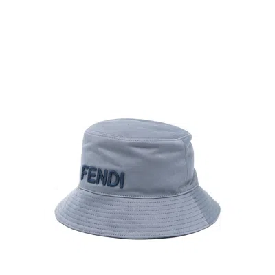 Fendi Logo-embroidered Bucket Hat In Blue