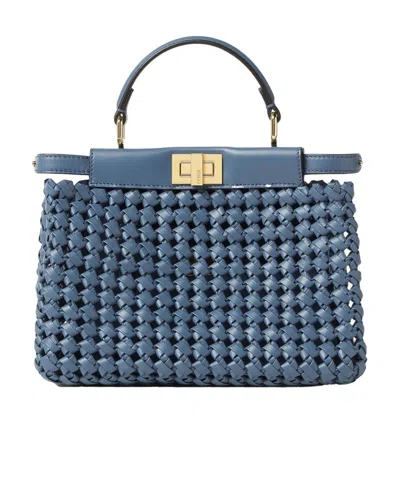 Fendi Blue Interlaced Leather Bag
