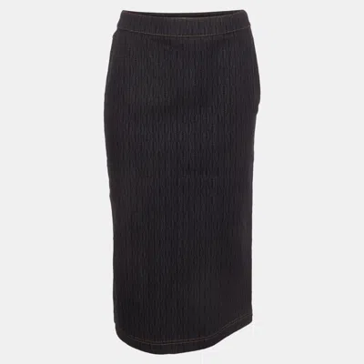 Pre-owned Fendi Blue Jacquard Pencil Midi Skirt S