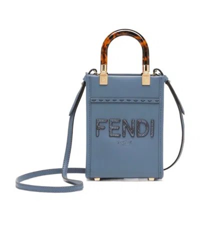 Fendi Blue Leather And Elaphe Mini-bag