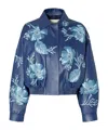 Fendi Blue Leather Bomber Jacket