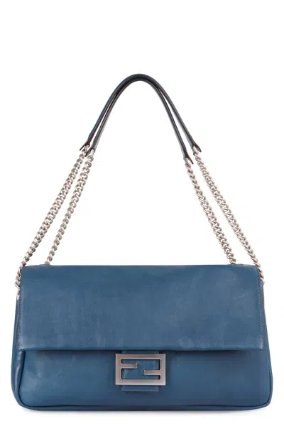 Fendi Chain Large Baguette-bag In Blue
