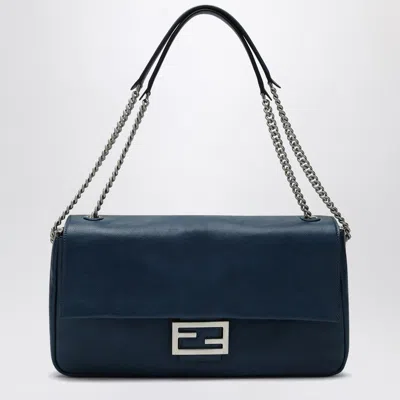 Fendi Blue Leather Chain Large Baguette Women