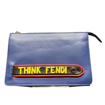 Pre-owned Fendi Blue Leather Clutch Bag Pochette ()
