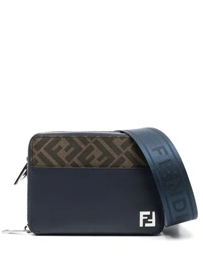 Fendi Blue Leather Crossbody Camera Bag For Men