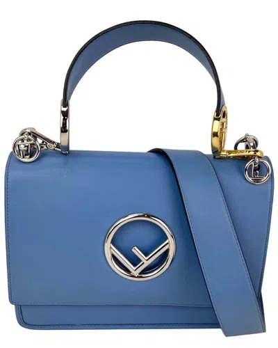 Fendi Blue Leather F Kan 1 Medium Shoulder Handbag (authentic Pre-loved)