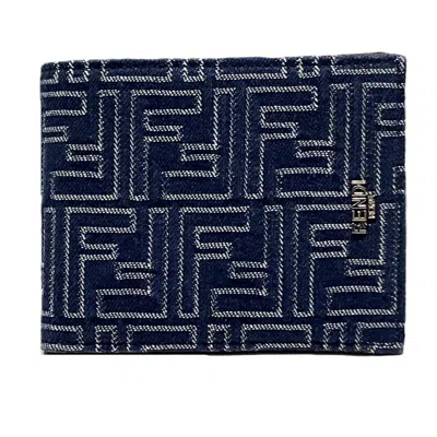 Pre-owned Fendi Blue Leather Fabric Wallet (bi-fold) ()