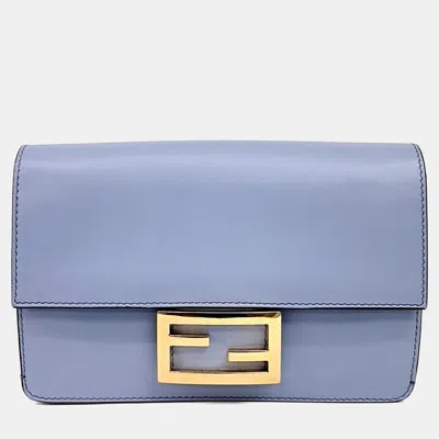 Pre-owned Fendi Blue Leather Flat Baguette Bag