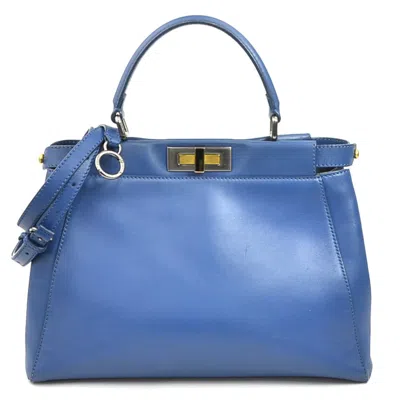 Pre-owned Fendi Blue Leather Handbag Shoulder Bag ()