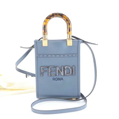 Pre-owned Fendi Blue Leather Handbag Shoulder Bag ()