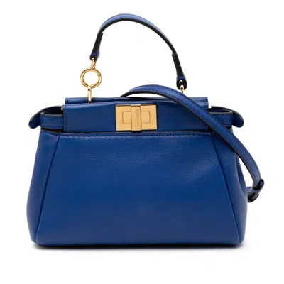 Pre-owned Fendi Blue Leather Handbag Shoulder Bag ()