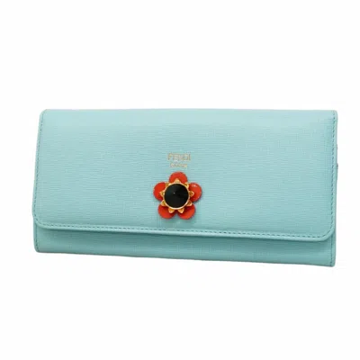 Pre-owned Fendi Blue Leather Long Wallet (bi-fold) ()