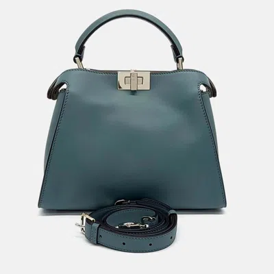 Pre-owned Fendi Blue Leather Peekaboo Essentially Mini
