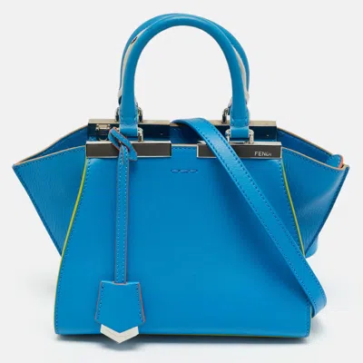 Pre-owned Fendi Blue Leather Petite 3jours Tote