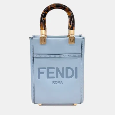 Pre-owned Fendi Blue Leather Sunshine Mini Crossbody Bag