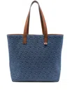 Fendi Blue Leather Tote Bag In Blue