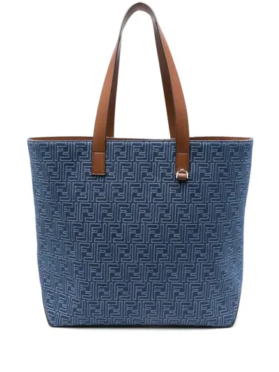 Fendi Blue Leather Tote Bag