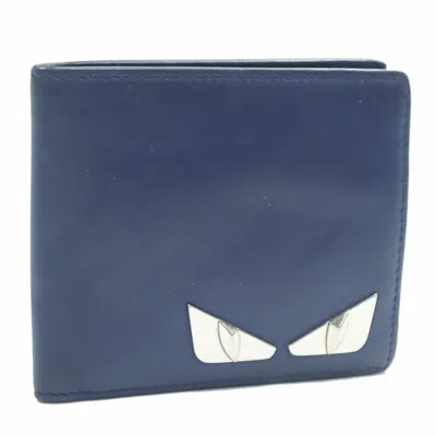 Pre-owned Fendi Blue Leather Wallet (bi-fold) ()