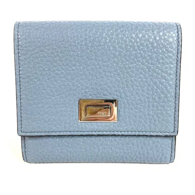 Pre-owned Fendi Blue Leather Wallet (bi-fold) ()