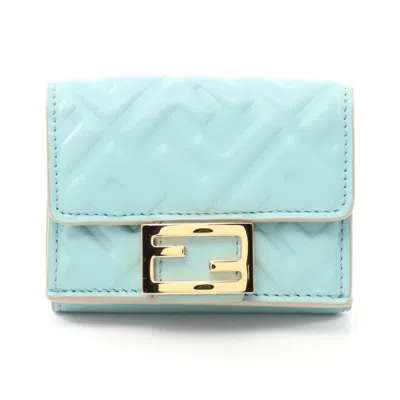 Pre-owned Fendi Blue Leather Wallet (tri-fold) ()