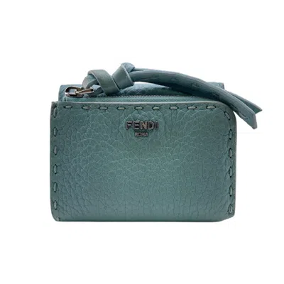 Pre-owned Fendi Blue Leather Wallet (tri-fold) ()