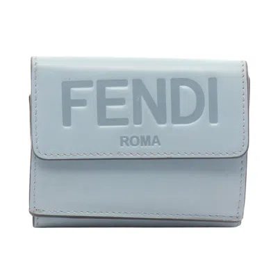 Pre-owned Fendi Blue Leather Wallet (tri-fold) ()