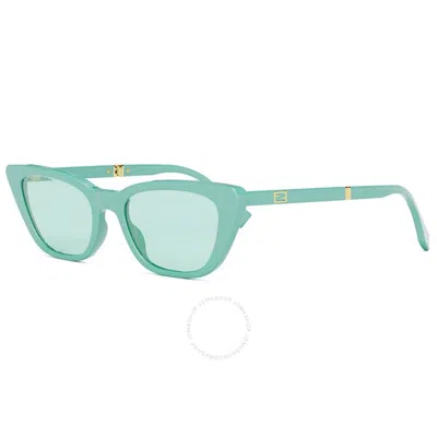 Fendi Blue Logo Cat Eye Ladies Sunglasses Fe40089i 90x 53 In Green