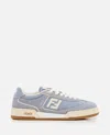 Fendi Match Denim And Suede Low-top Sneakers In Blue