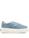 Fendi Low-top Sneakers With Contrast Stitching And Platform Sole In Blue