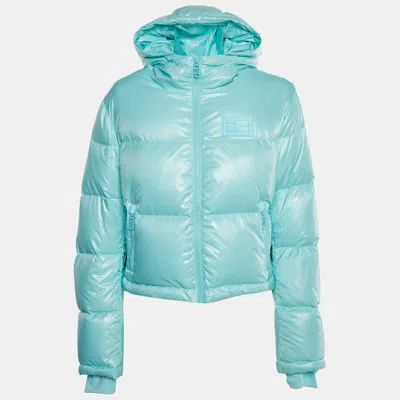 Pre-owned Fendi Blue Lurex Puffer Down Jackets L