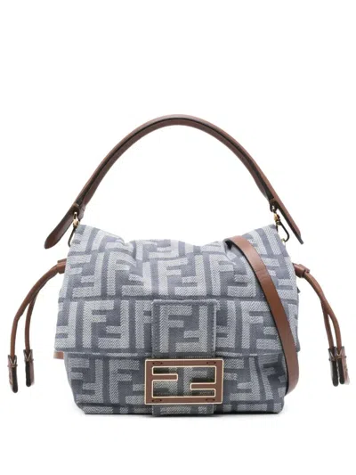 Fendi Blue Mamma Baguette Small Crossbody Bag