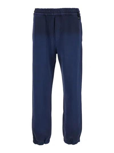 Fendi Blue Pants With High Elastic Waist In Cotton Man In Multicolor