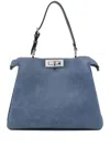 Fendi Peekaboo Soft Medium Bag In Blue Denim-effect Leather