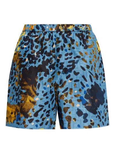 Fendi Blue Print Shorts With Spots In Multi