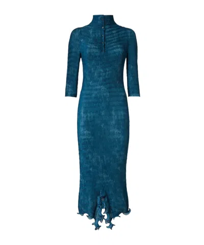 Fendi Blue Printed Pleated Dress