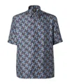 Fendi Blue Printed Silk Shirt In Multi