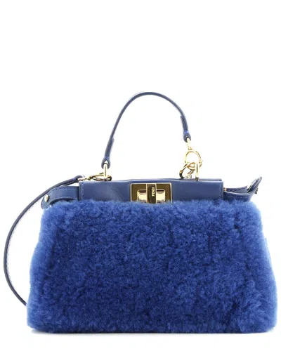 Fendi Blue Raccoon Fur Peekaboo Bag Micro (authentic Pre-loved)