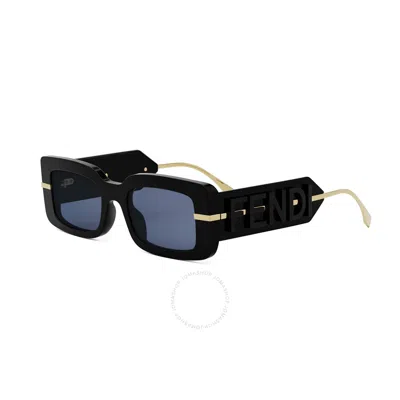 Fendi Logo Acetate Rectangle Sunglasses In Black