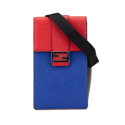 Pre-owned Fendi Blue Red Color Leather Shoulder Bag () In Multi