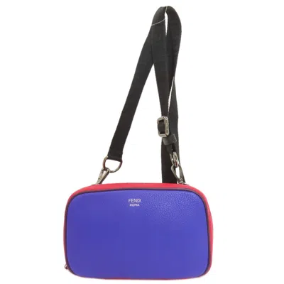 Pre-owned Fendi Blue Red Color Leather Shoulder Bag () In Multi