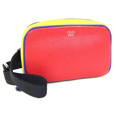 Pre-owned Fendi Blue Red Color Yellow Leather Pochette Shoulder Bag ()