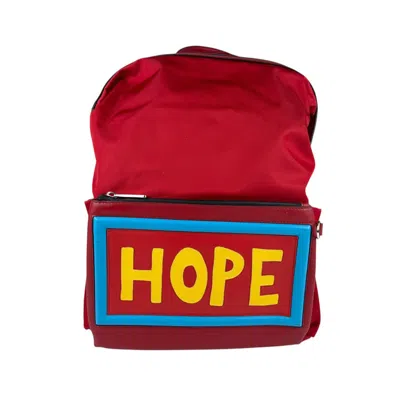 Pre-owned Fendi Blue Red Color Yellow Nylon Leather Backpack ()