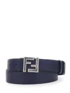 Fendi Blue Reversible Belt With Ff Buckle In Leather Man In Multicolor
